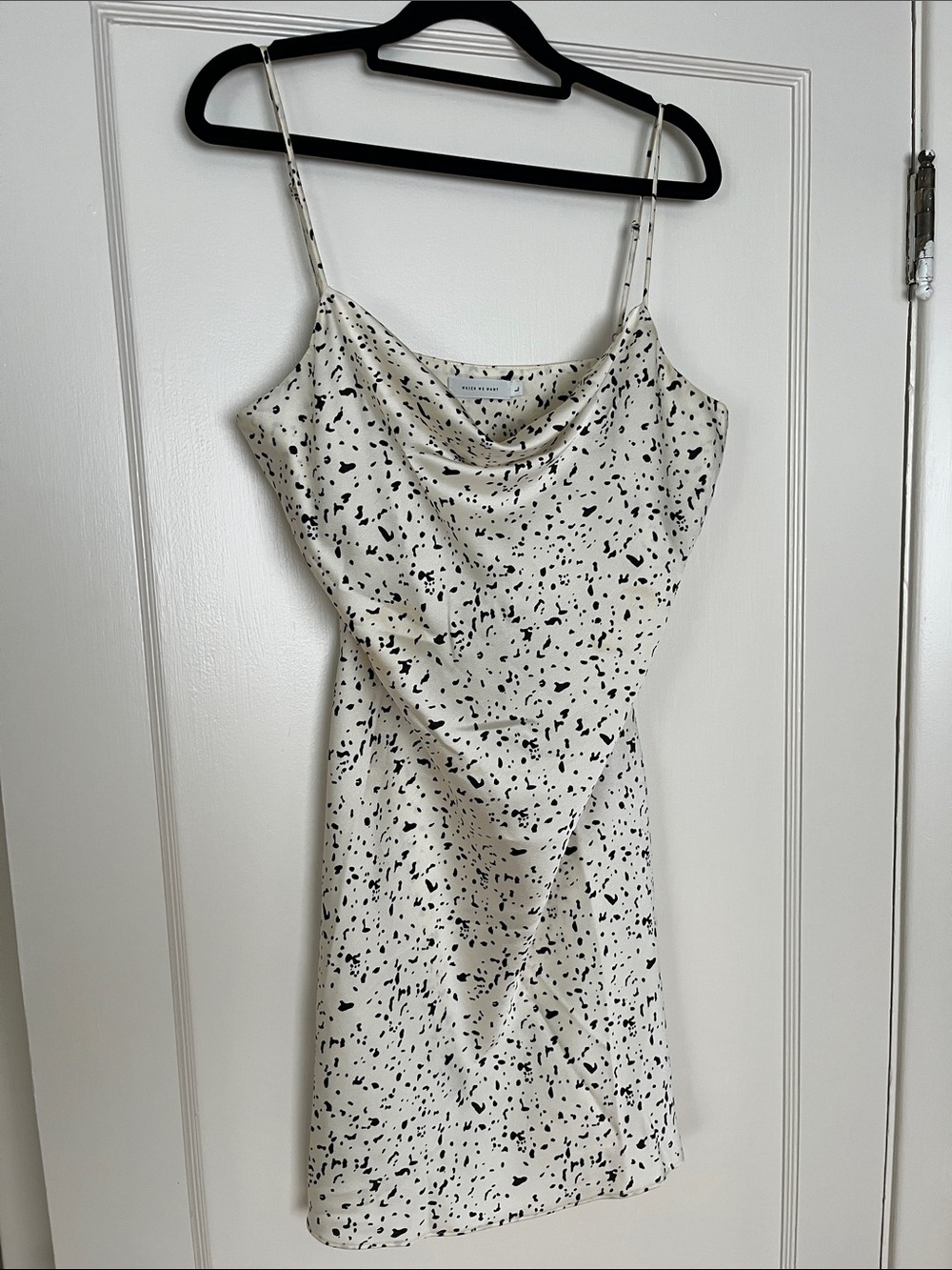 Which We Want Cream and Black Speckled Cowl Neck Slip Dress